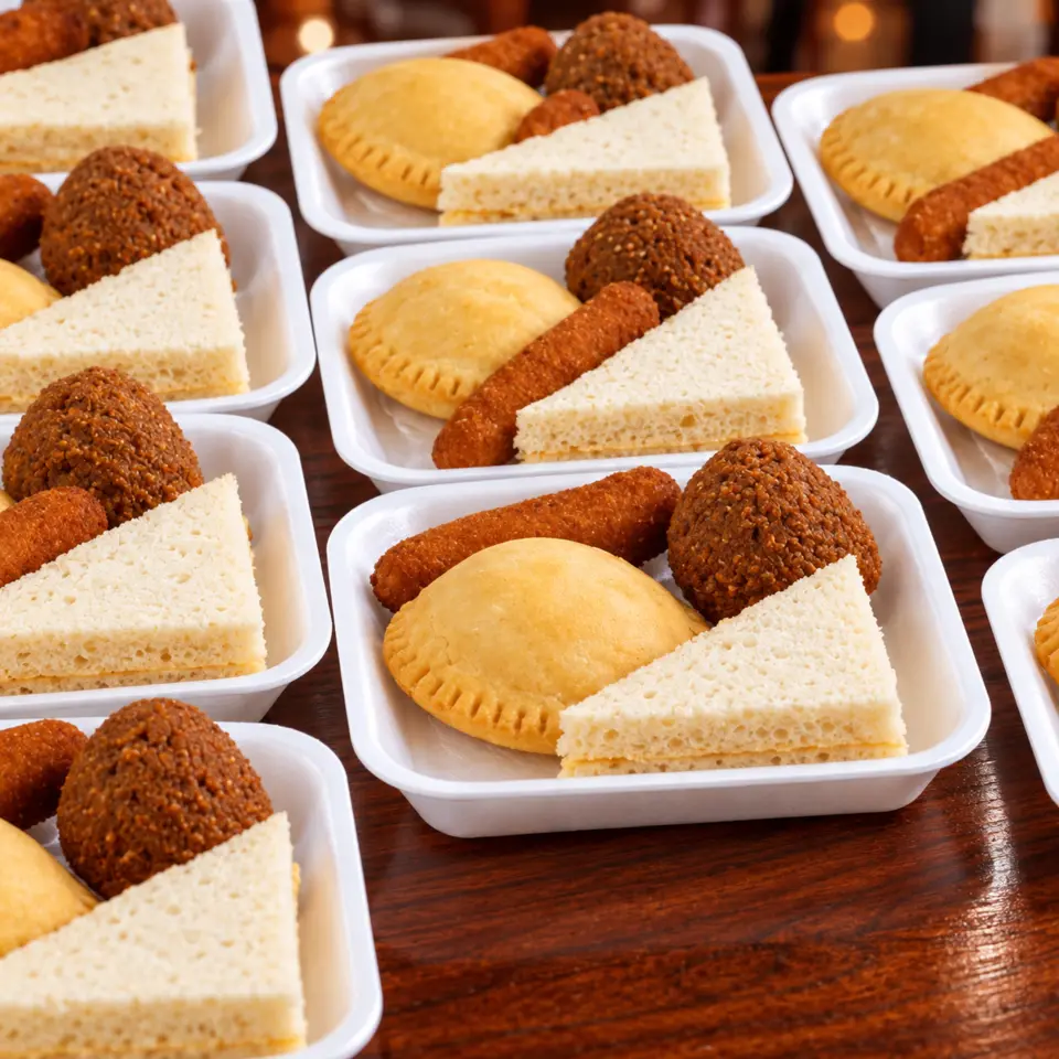 Cajitas individuales con una selección de picaderas de Maria’s Delicatessen